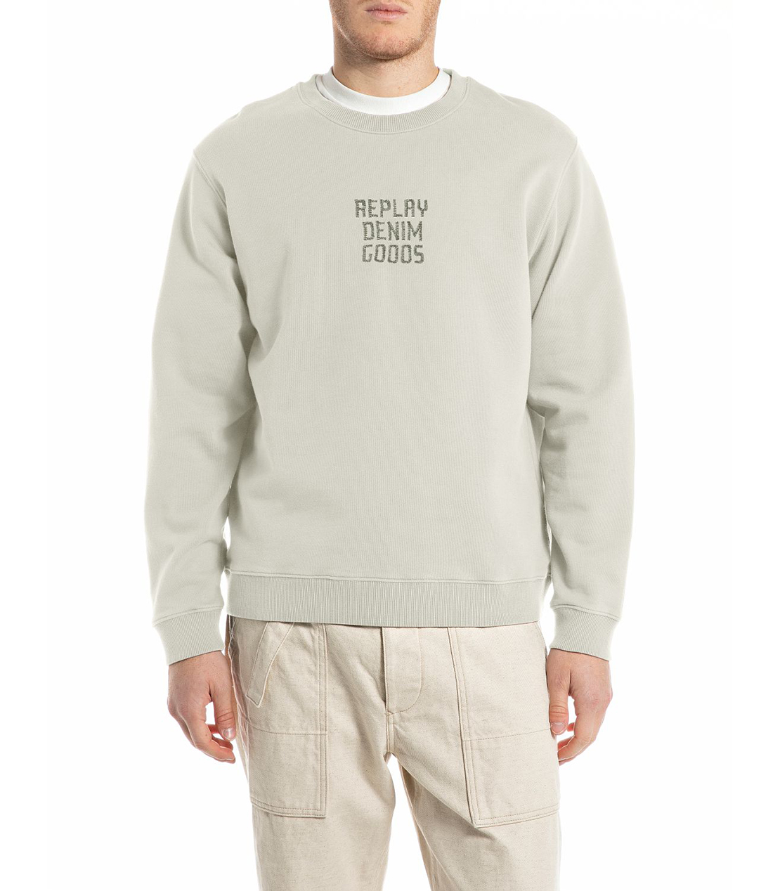 レタリング刺しゅうコットンフリース 詳細画像 アイスグレー 1